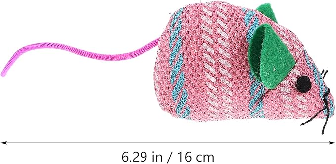 LUOZZY 6pcs Cats Mouse Plush Toy Plush Catnip Mouse Kitten Toys Interactive Plush Cat Chew Toys for Indoor Cats and Kittens (Pink and Green)
