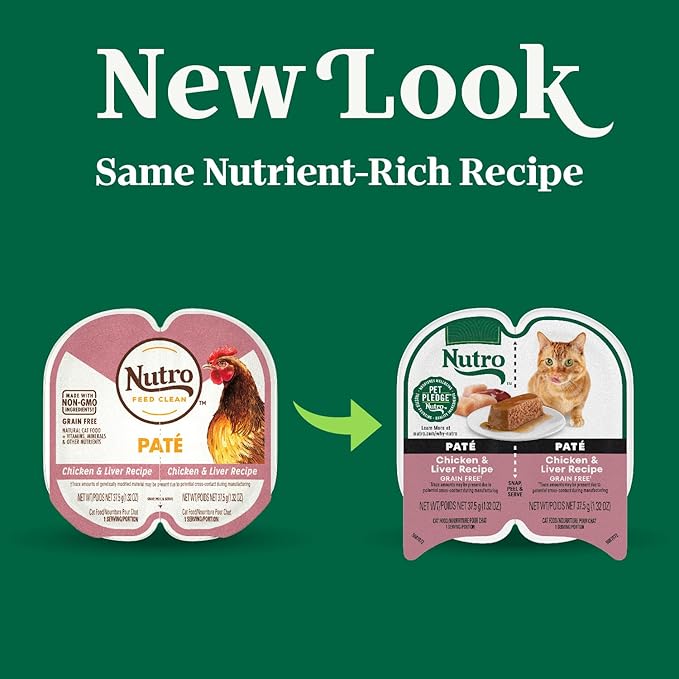 Nutro Perfect Portions Wet Cat Food Paté Chicken & Liver Recipe, (24) 2.64 oz. Twin-Pack Trays