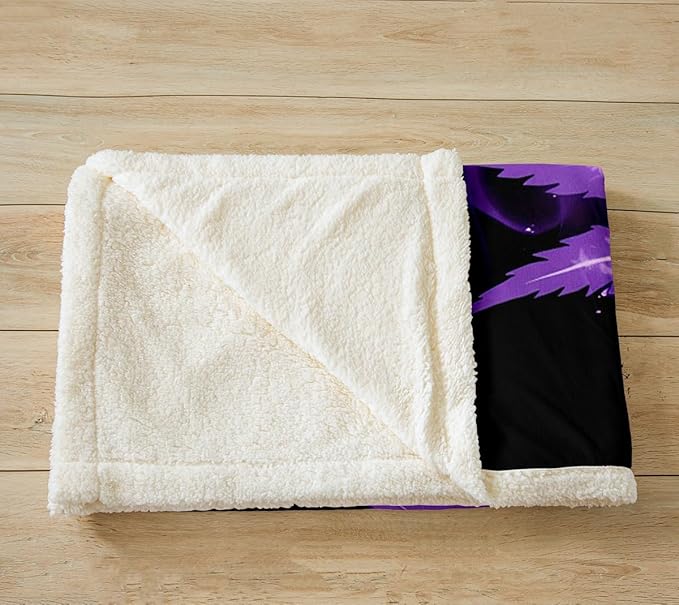 Leaf Fleece Throw Blanket for Sofa Bed Couch Marijuana Weed Leaf Plush Chic Smoky Cannabis Leaves Sherpa Blanket Purple Black Botanical Room Decor Fuzzy Twin 60"x80"