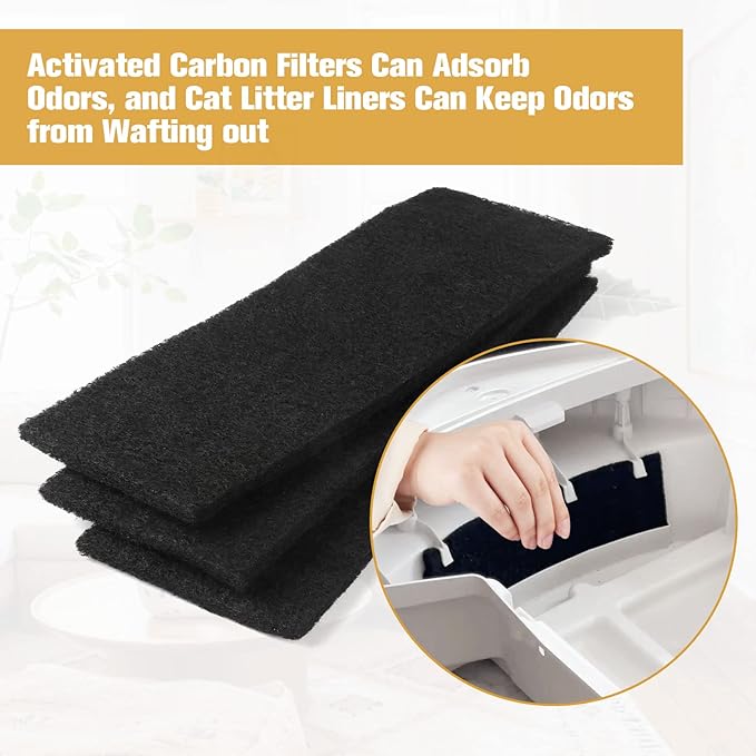 50 Pack Cat R-obot Litter bags for Litter Box Robot 4&3 Waste Bags with 3 Pack Filters, Durable Cat Litter Box Robot Bags Liners Replacement Cat Pan Waste Bin, 9-11 Gallons