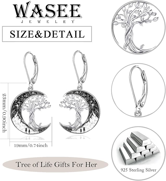 Black Cat/Bat/Spider/Pumpkin/Wolf/Bunny/Sun and Moon/Turtle/Raven 925 Sterling Silver Leverback Dangle Earrings Moon Gothic Christmas Earrings Jewelry Gift for Women