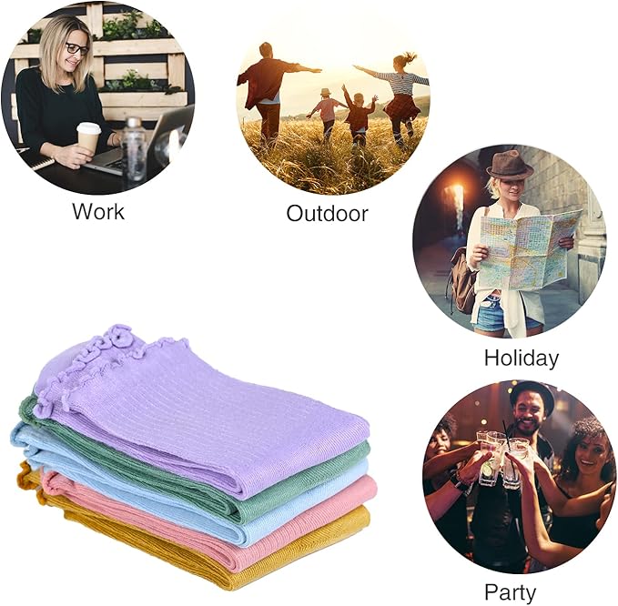 Benefeet Sox Womens Girls Ruffle Crew Socks Novelty Cute Frilly Dress Socks Cotton Lettuce Trim Turn-Cuff High Ankle Sock