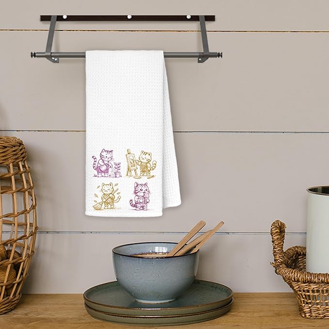 Cat Kitchen Towels for Lovers, Hand and Dish Tea Towels, Gifts for Women, Cute Mom Presents, Kitchen Bathroom Decor, 16x24 Inch