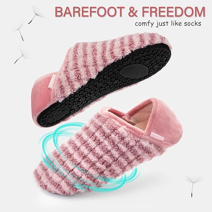 ATHMILE House Slippers for Women Men Indoor Barefoot Slippers Socks Furry Slip on House Shoes Cozy Comfy Slippers for Home Bedroom Travel Yoga