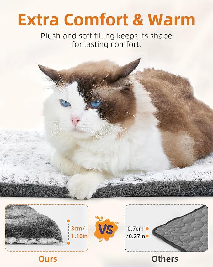 2-Pack Self Warming Cat Bed 24 x 18 in - Cat Beds for Indoor Outdoor Cats and Dogs, Machine Washable Cat Heating Pad, 3cm/1.18in Thickened Pet Heating Pad for Cats & Dogs