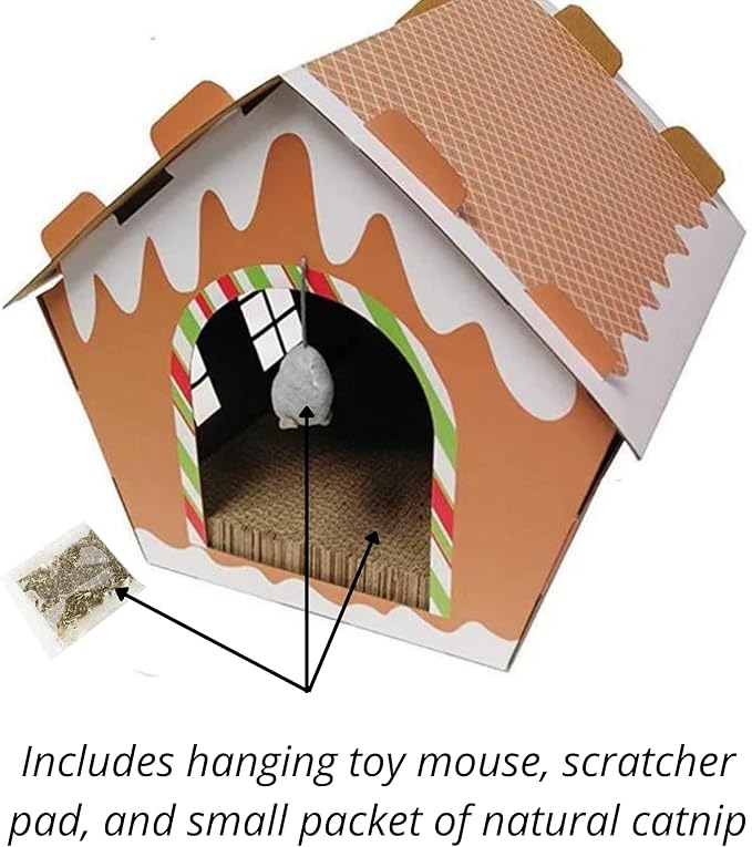 Midlee Gingerbread Christmas Cat Scratcher House