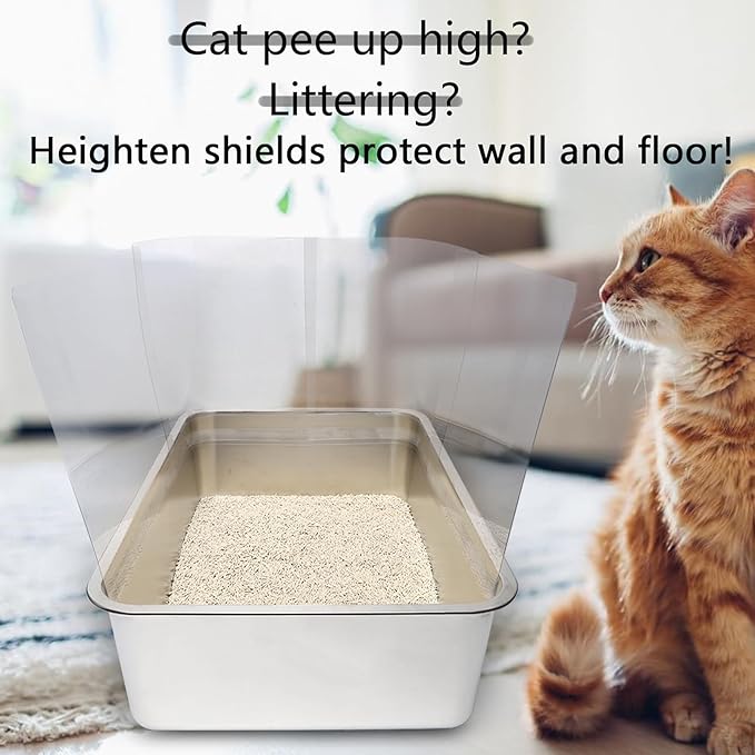 12Pcs Cat Litter Box Pee Shields,Transparent Easy Clean Litter Box Splash Guard for Open Top Litter Pan 14.5×11.5in- Litter Box Not Included