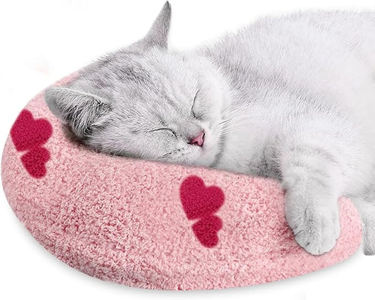 ucho Cats Kitten Pillow Cat Nap Plush, Kitty Purr Soothing Plush Cat Toy,Soft Fluffy Warming Pillow, Pet Calming Toy for Joint Relief Sleeping Improve (Pink)