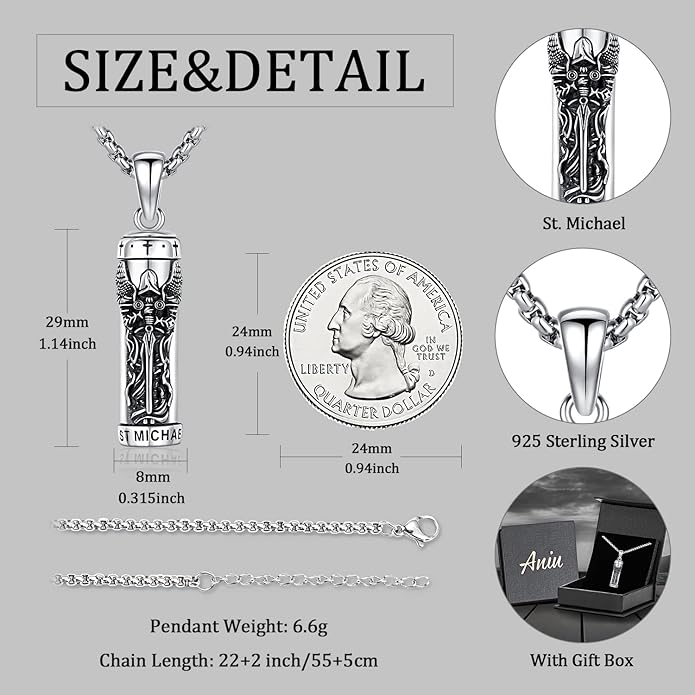 Aniu Cremation Jewelry for Ashes S925 Sterling Silver Urn Necklace Memorial Necklace for Human Ashes of Loved Ones Keepsake Pendant for Men Women