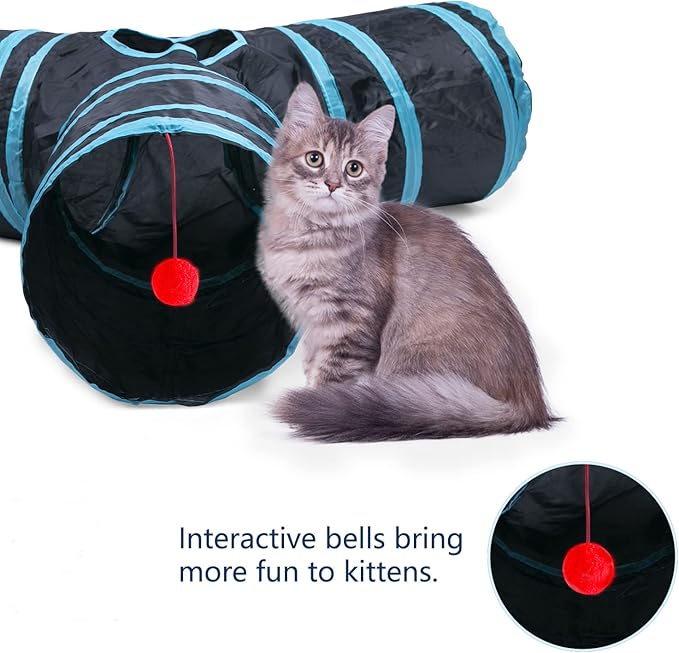Cat Tunnel, Collapsible Tube with 1 Play Ball Kitty Toys, 3 Ways Cat Tunnels for Indoor Cats, Puppy, Kitty, Kitten, Rabbit