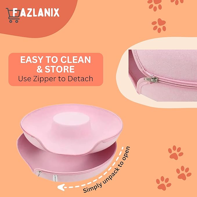 Medium Pink Pet Round Tunnel Cave | Toy Hiding Tent for Pets, Kittens, Rabbits, Puppies | Flexible Zipper Detachable Design Size 50x50x20cm, 0.72 Kg