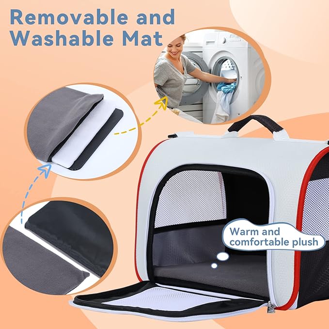 A4Pet Kitten Carrier, Airline Approved Cat Carrier for 1-12 lbs Small Pets, Soft-Sided and Portable Pet Travel Carrier Bag for Rabbit - White, 15.7 x 9 x 10.6, Small