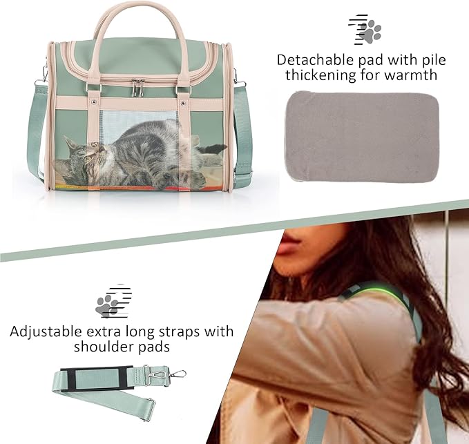 Airline Approved Pet Carrier Backpack, Waterproof PU Foldable Design with Light-Blocking Ventilation, TSA-Compliant Travel Bag for Cats & Small Dogs – Easy Hose Wash & 360° Breathable Mesh