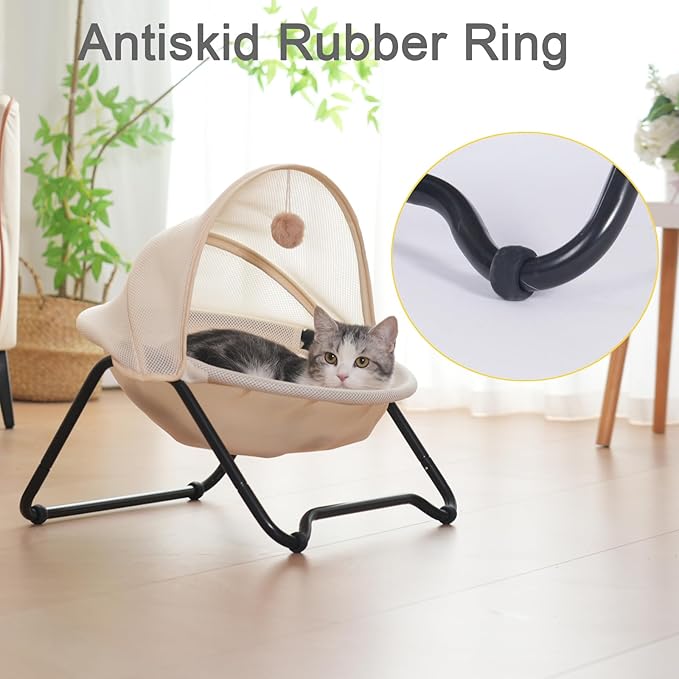 Cat Bed, Cat Hammock, Free-Standing Elevated Pet Hammock Bed, Small Dog Bed with Removable Washable Mesh, for Sleeping Pets up to 20 lb, Couch for Indoors (Yellow)