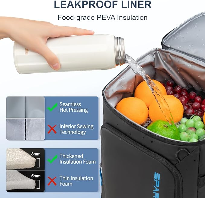 Backpack Cooler Insulated Leak Proof 30/45 Cans, 2 Insulated Compartments Thermal Bag, Portable Lightweight Beach Travel Camping Lunch Backpack for Men and Women