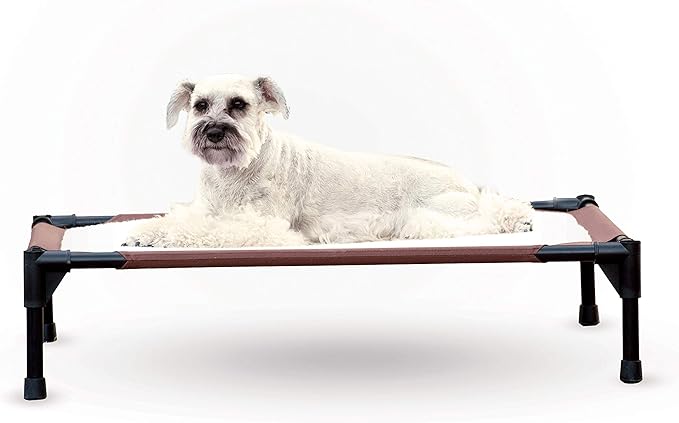 K&H Pet Products Self-Warming Pet Cot Elevated Dog Bed Cot - Chocolate/Fleece, Large 30 X 42 X 7 Inches