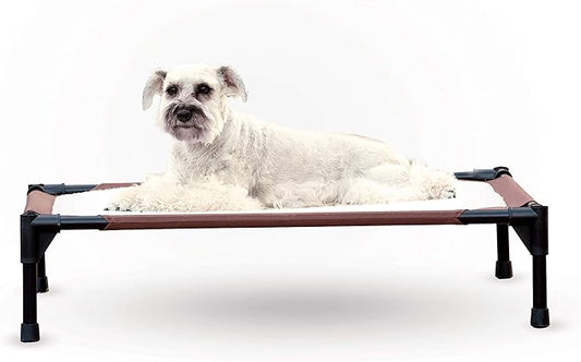 K&H Pet Products Self-Warming Pet Cot Elevated Dog Bed Cot - Chocolate/Fleece, Large 30 X 42 X 7 Inches