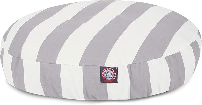 Majestic Pet Indoor Outdoor Vertical Stripe Round Pet Dog Bed with Removable Washable Cover, Gray, Small
