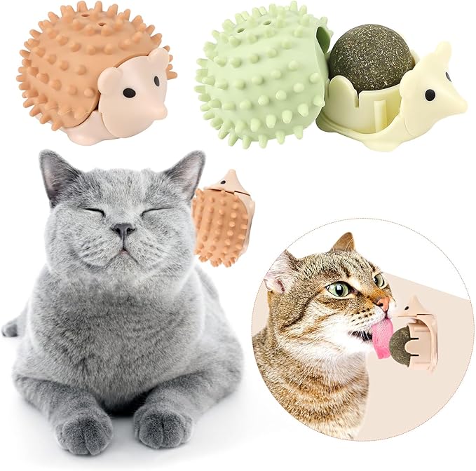 CCINEE 2pcs Catnip Balls for Cats Wall Catnip Toys Edible Cat Toys for Cat Lick Safe Healthy Kitten Chew Toys Teeth Cleaning Dental Cat Toys