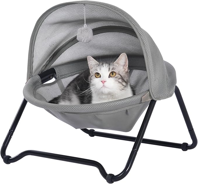 Cat Bed, Cat Hammock, Free-Standing Elevated Pet Hammock Bed, Small Dog Bed with Removable Washable Mesh, for Sleeping Pets up to 20 lb, Couch for Indoors (Gray)