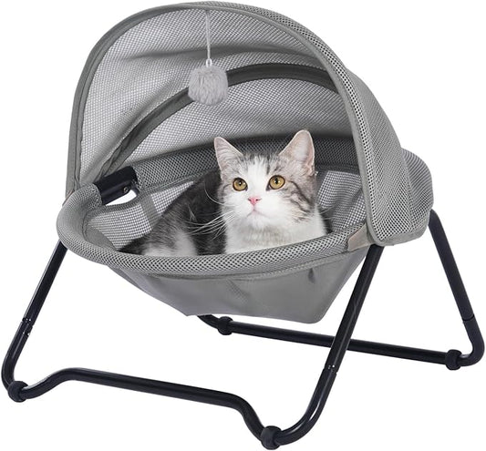 Cat Bed, Cat Hammock, Free-Standing Elevated Pet Hammock Bed, Small Dog Bed with Removable Washable Mesh, for Sleeping Pets up to 20 lb, Couch for Indoors (Gray)