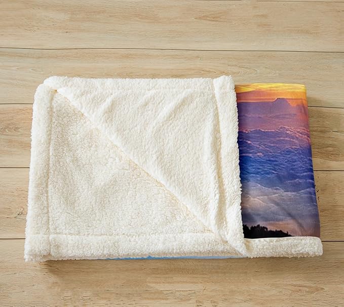 Feelyou Aircraft Throw Blanket Airplane Print Fleece Blanket for Couch Bed Sofa Aircraft Flying Sherpa Blanket Breathable Sunset Scenery Fuzzy Blanket Flying Plane Travel Room Decor Throw 50"x60"