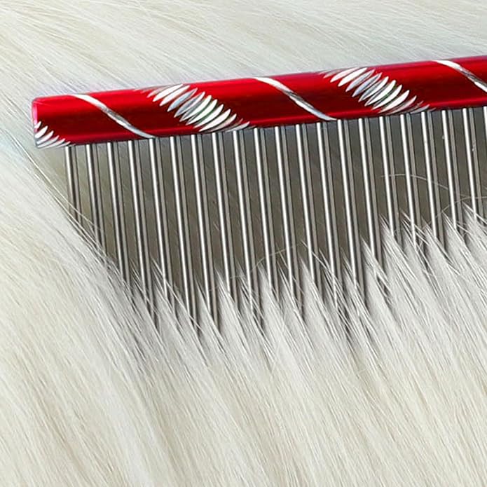 Dog Comb By MEKBOK - Grooms Cats As Well - For Medium to Thick Coats - 8 Inch Length - Rounded Spine - Grooming Tool for Mats and Shedding