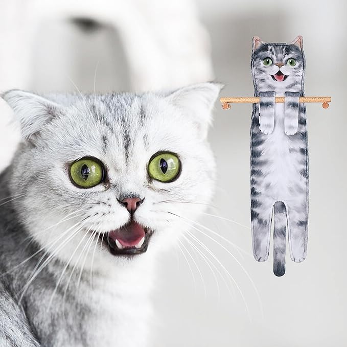 MewMixCat Hand Towels for Kitchen Bathroom-Cute Cat Decor Gadgets-Hanging Soft Absorbent Hand Face Towel-Funny Birthday Housewarming Holiday Unique Gifts for All Women Mom Cat Lovers-ColdGrey