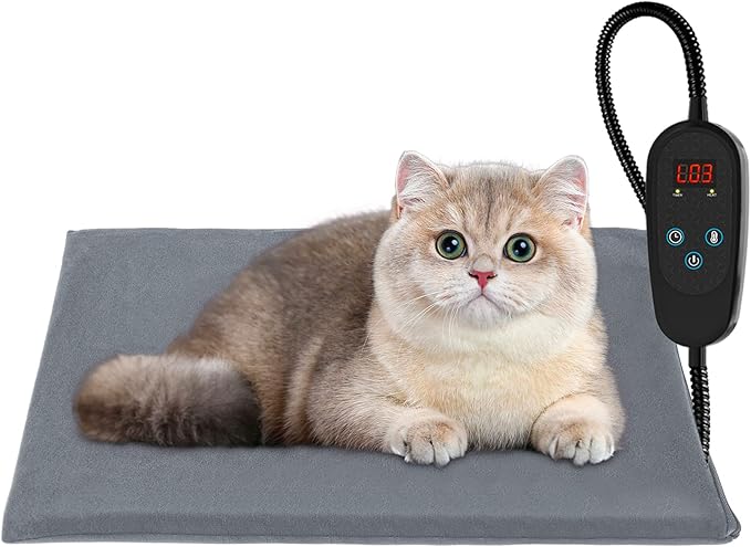 Outdoor Heating Pad for Cats,Cat Warming Pad for Feral Cats Outside, Cat Warmer with Timer, Pet Heating Pads for Cats Indoor,Electric Heating Pad for Outdoor Cat House,Heated Cat Pad