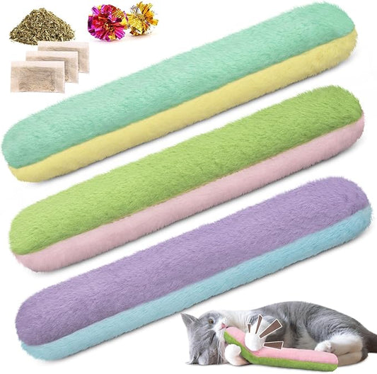 Retro Shaw Cat Toys Cat Pillows,Refillable Catnip Toys,3 Pack Crinkle Sound Cat Kicker Toy for Indoor Cats,Interactive Cat Nip Toys for Cats Kittens Kitty 10.1 Inches