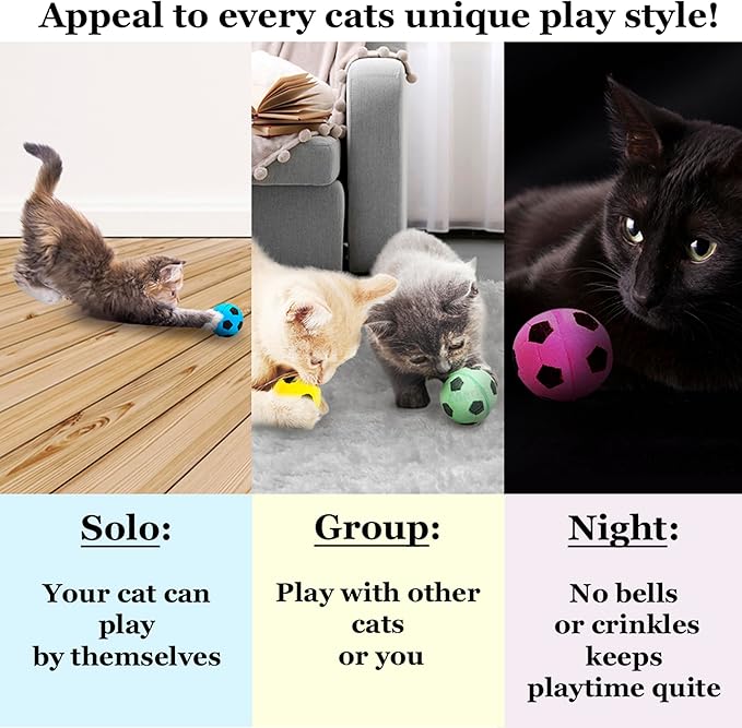 CoCoo Sponge Cat Balls, 1.5 - Inches, Soft Foam Soccer Balls for Exercise and Interactive Activity, Sturdy, Bouncy Balls for Feline (24 Pieces)