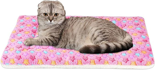 FJWYSANGU Pet Blanket Premium Fluffy Flannel Cushion Soft and Warm Mat for Dogs Cats Medium Size Animal Pink Stars