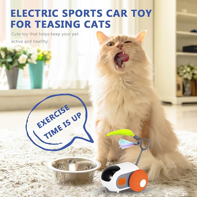 S SUNSBELL Cat Toys for Indoor,Turbo Tail Cat 3.0 Remote Control Mouse Cat Toy, Smart Interactive Cat Toy with Remote Control and 2-Speed Adjustment (Orange)