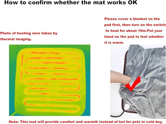 Pet Heating Pad for Small Dogs Cats Heated Bed mat Indoor Electric Cat Heating pad Waterproof Dog Heating pad Chew Proof Cord,Easy Clean