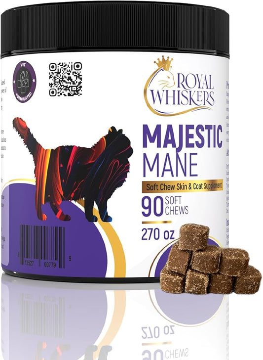 Cat Allergy Relief for Cats - Vet-Formulated Omega-3 & Omega-6, Zinc & Taurine, All-Natural Allergy Relief for Cats, Itchy Skin Treatment, Made in USA, Grain-Free - 90 Chews (270g)