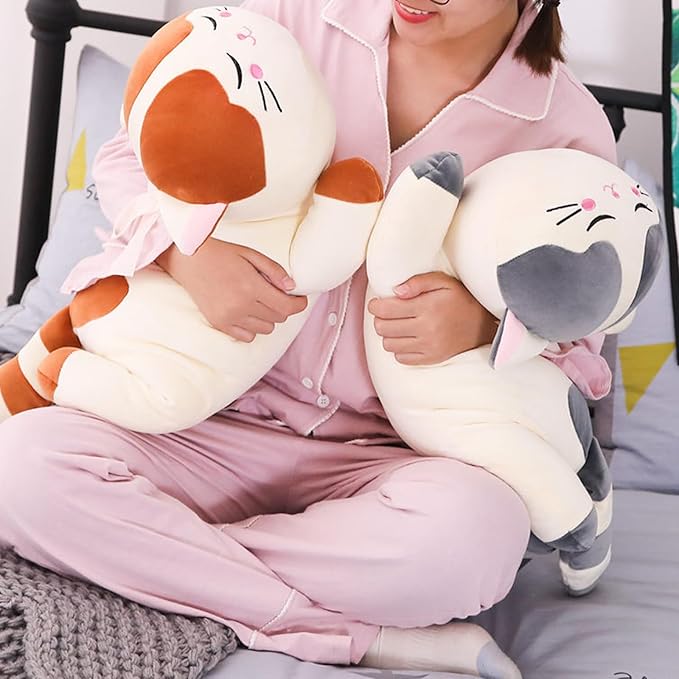 Cat Big Plush Hugging Pillow, Super Soft Kitten Kitty Stuffed Animals Toy Gifts for Kids, Girls, Bed, Christmas, Valentine 21.7" (Gray)