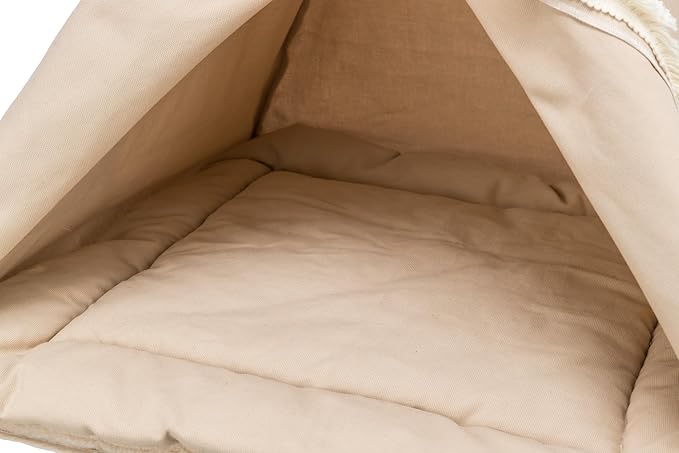 TRIXIE Boho Tipi, Cat Cave, Cat Condo, Cat Bed Tent, Cat Retreat with Reversible Cushion