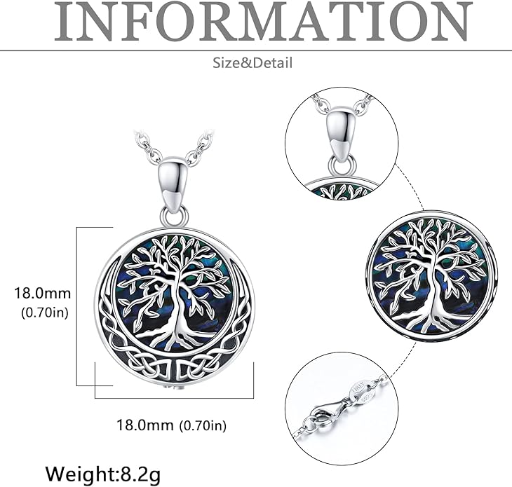 Aniu Cremation Jewelry for Ashes S925 Sterling Silver Urn Necklace Memorial Necklace for Human Ashes of Loved Ones Keepsake Pendant for Men Women