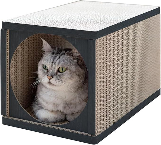 Cat Scratcher Tunnel, cardboard cat house, scratching post for Indoor cats, 360 degree comfort, durable design, odor-free, easy assembly, perfect for playful kittens and adult cats, blackwood