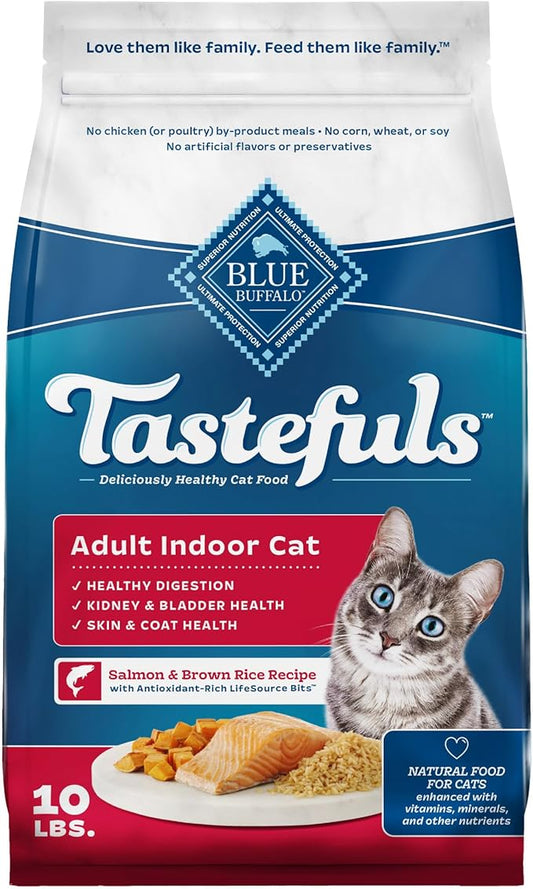 Blue Buffalo Tastefuls Indoor Natural Adult Dry Cat Food, Salmon & Brown Rice 10lb Bag