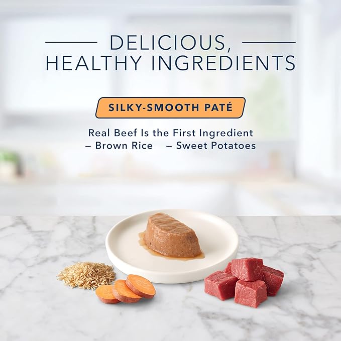 Blue Buffalo Tastefuls Spoonless Singles Natural Wet Cat Food Paté, 2.6-oz Twin-Pack Trays, Beef Entreé (24 Count)