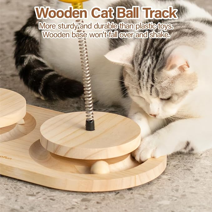 MEWOOFUN Cat Toy, Interactive Cat Toys for Indoor Cats and Kittens, Cat Treat Toy with Circle Ball Track