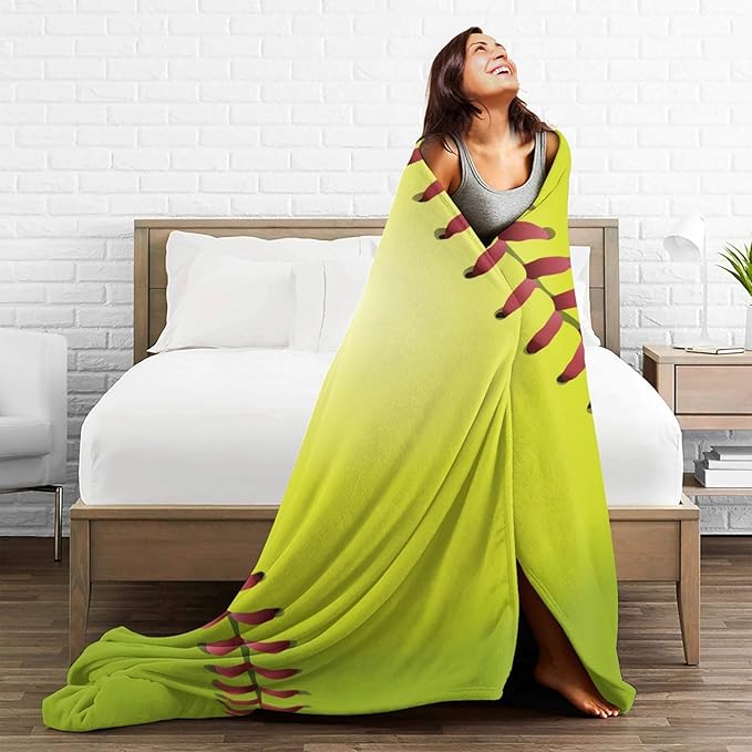 Softball Throw Blanket Soft Cozy Plush Warm Fleece Blanket for Sofa Couch Bed 80"X60"