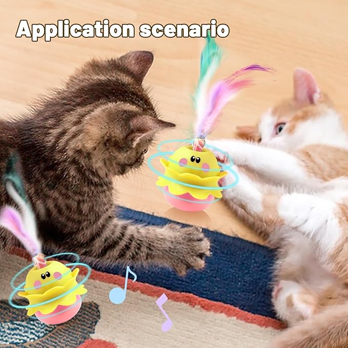 Interactive Cat Toys for Indoor Cats,Smart Automatic Moving Cat Ball Toys with Tail Teaser and Feather,USB Rechargeable(Yellow)