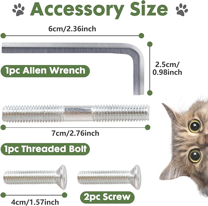 Barelove 4 Pack Cat Scratching Post Replacement, 15.7“ 7.9" Natural Sisal Rope Scratcher Posts Refill for Indoor Kittens Tower, Hemp Rope Scratch Pole Part Furniture Accessories with M8 Screws, Green