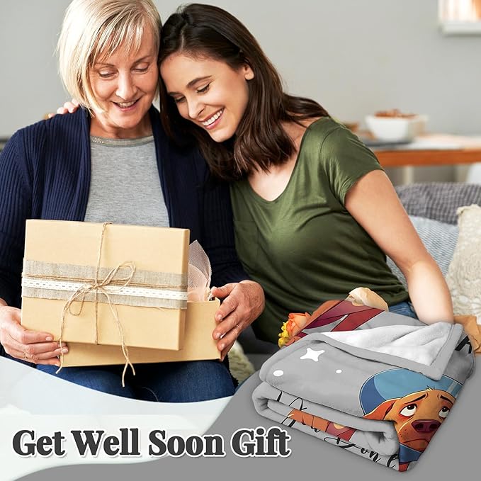 Get Well Gifts for Women, After Surgery Blanket, Get Well Gifts for Women/Men After Surgery, at Least You Dont Have to Wear A Cone Blanket (Grey Dog, 50" x 60")