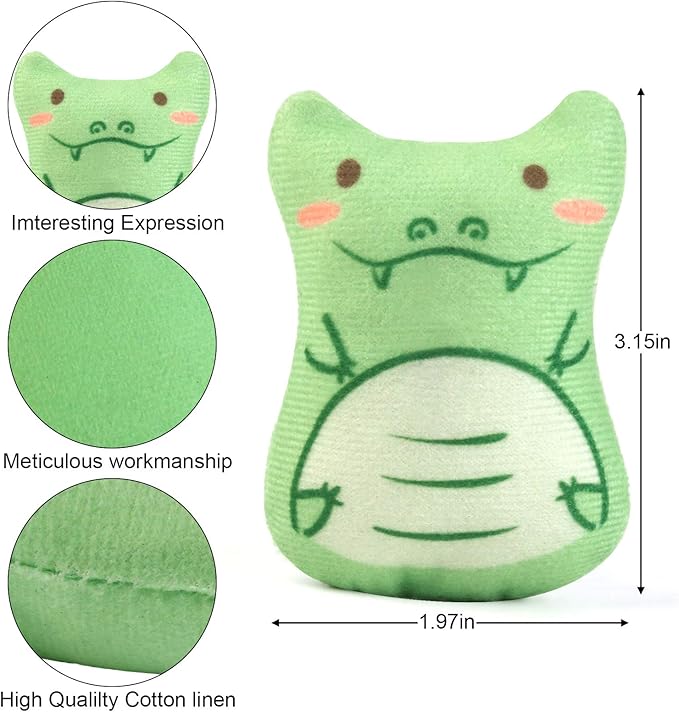 Dorakitten Catnip Toys for Indoor Cats - 5PCS Plush Cat Chew Toys Teething Interactive Catnip Filled Kitten Toy Soft Pet Toy (Animal Shapes)