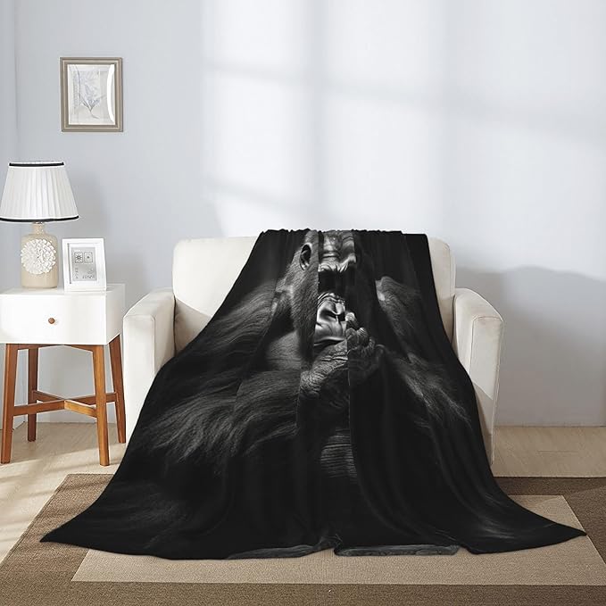 Chimpanzees Animal Soft Throw Blanket Flannel Fleece Blankets Warm Cozy Lightweight Fuzzy Blanket for Bed Sofa Couch Home Decor 80"X60"