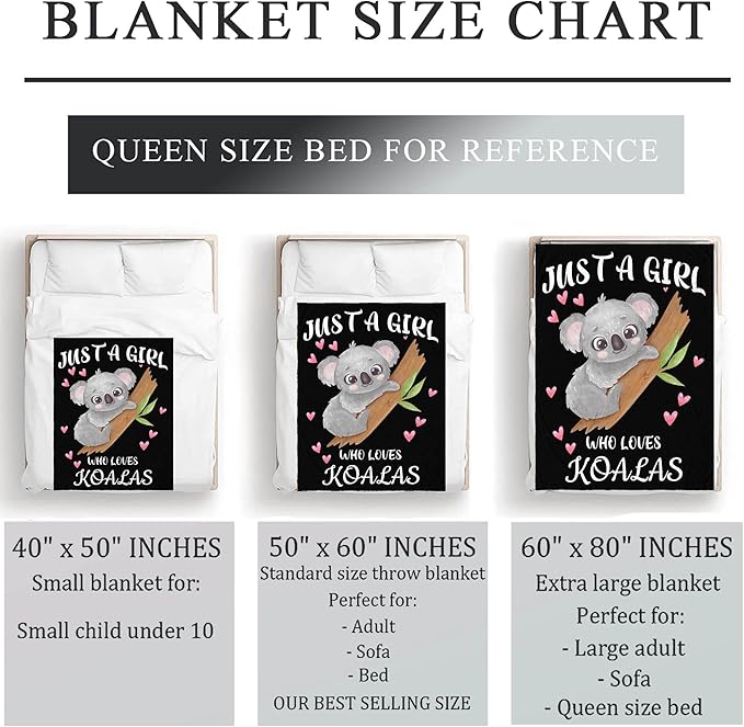 Koala Blanket Ultra Soft Flannel Throw Blanket Just a Girl Who Loves Koalas Blankets for Kids Adults Women Gifts 60"X 50"