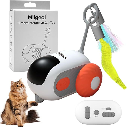 Turbo Tail 3.0, Teazys Cat Toy Turbo Tail, Smart Remote Control Electric Interactive Cats Toy, Type-C Rechargeable Turbo Tail Mouse Cat Toy with Feathers (1pc Orange)